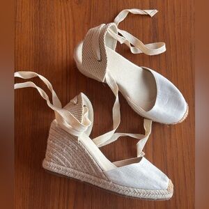 Chic Cream Espadrille Wedge Sandals